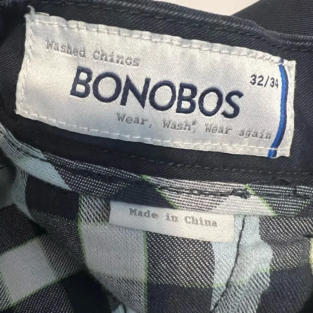 Bonobos washed chinos pants navy blue‎ size 32 business casual academia boot fit